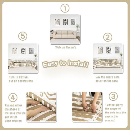 MEETSKY Boho Couch Covers for 2 Cushion Couch Sofa, Sofa Covers Washable Couch - Image 6