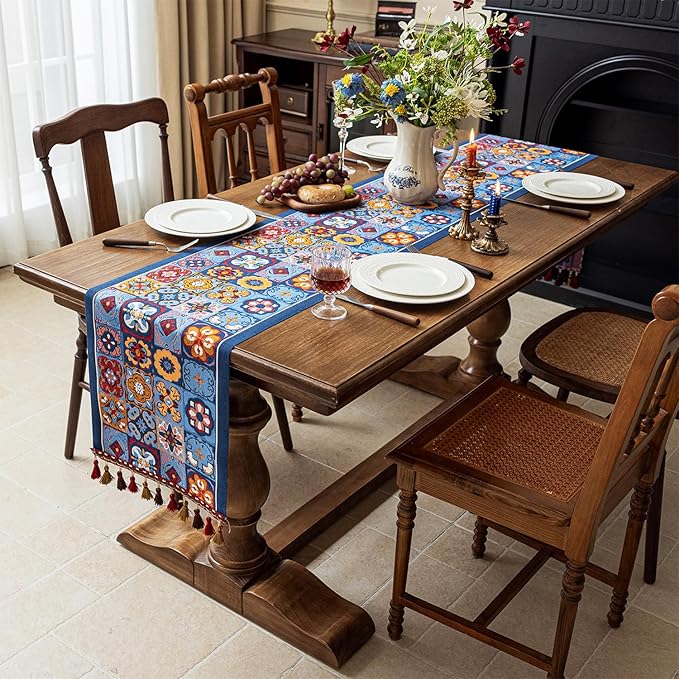 13×72 Inch Table Runner, Retro-Luxury Tassels Series - Image 3