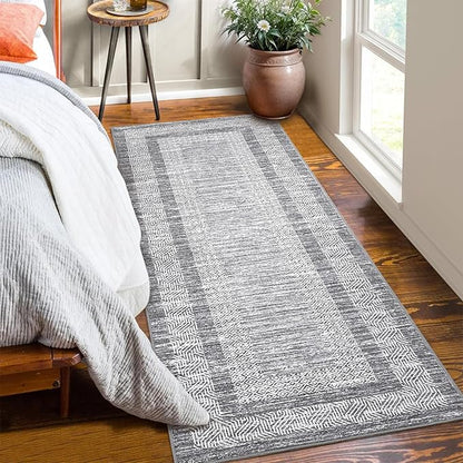 GarveeHome 2x6 Modern Bordered Runner Rug Soft Non Slip Washable Floor Carpet by GarveeHome
