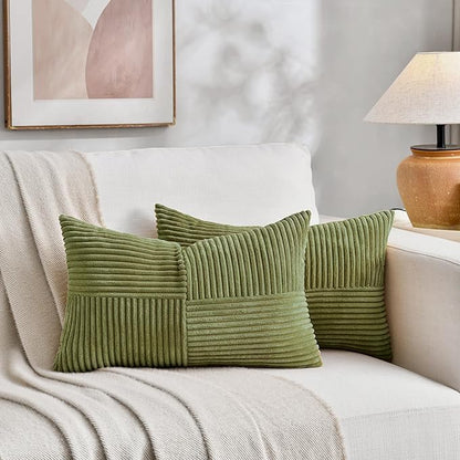 Fancy Homi 2 Packs Moss Green Lumbar Decorative Throw Pillow Covers 14x24 Inch - Image 5