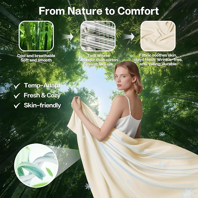MR&HM Twin XL Fitted Sheet Only, Ultra-Soft Rayon Derived from Bamboo & - Image 2