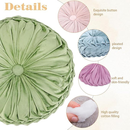 Yerliker 6 Pcs Floor Pillow Cushions 15inch Round Velvet Throw Pillows Colorful - Image 3