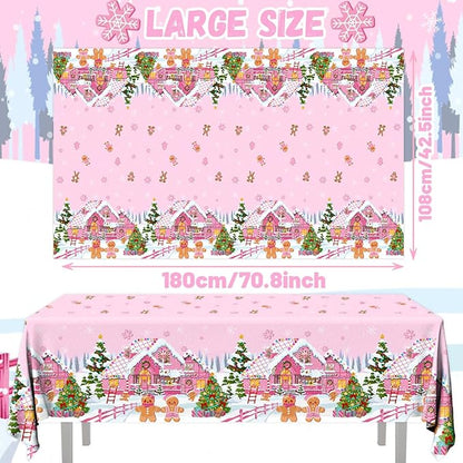 GREHUMOR 3Pcs Gingerbread Christmas Tablecloth Party Decorations Gingerbread - Image 3