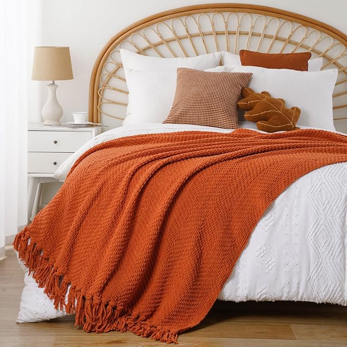 BATTILO HOME Burnt Orange Throw Blanket - Image 4