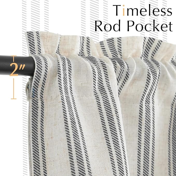 jinchan Striped Linen Valance Curtain Blackout Double Layer Valance - Image 7