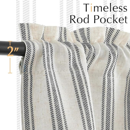 jinchan Striped Linen Valance Curtain Blackout Double Layer Valance - Image 7