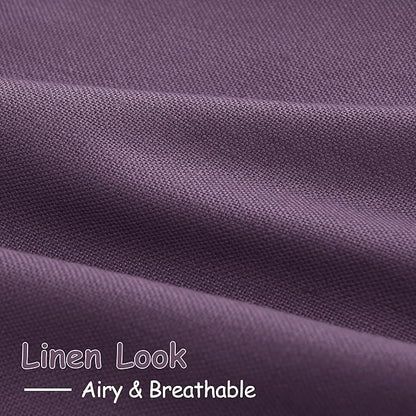 Nanspring Plum Linen Curtains 90 Inch Long 2 Panels Set - Image 5