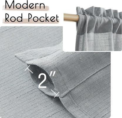 jinchan Grey Kitchen Curtains and Valances Set 3 Pieces Linen Tiers and Valance - Image 6