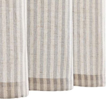 jinchan Tie Up Linen Textured Striped Bow Tie Curtain - Image 7