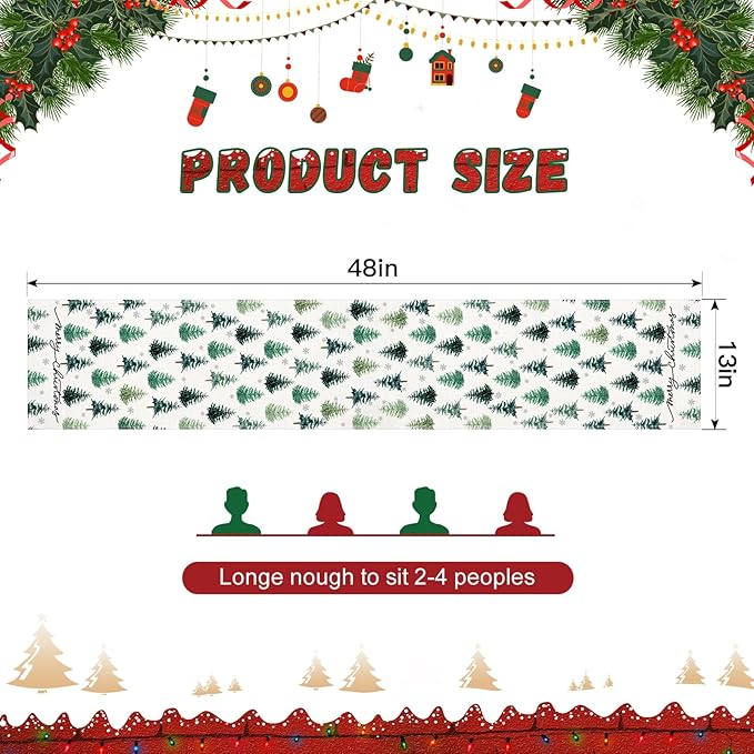 OTOSTAR Snowflake Christmas Tree Black Merry Christmas Table Runner, Xmas - Image 5