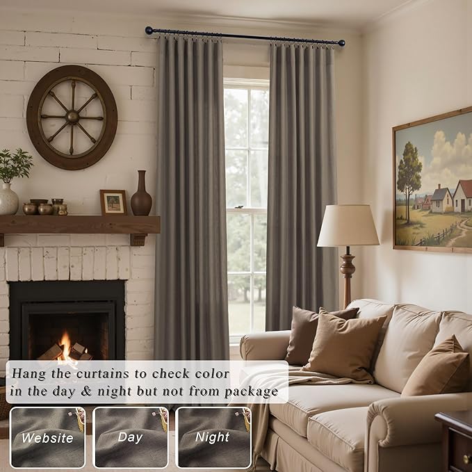 96 Inch Long Dark Brown Living Room Curtains - Image 6