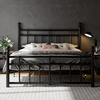 feonase queen metal platform bed frame with victorian, main product view