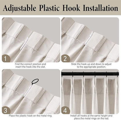MIULEE Pinch Pleated Thick Linen Curtains 96 Inch 4 Panels Set Back Tab Memory - Image 9