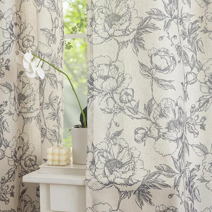 Vintage Floral Curtains 63 Inch Length - Image 2