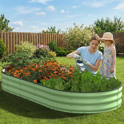 raised garden bed, 8x4x1ft galvanized outdoor planter beds on a desk or shelf