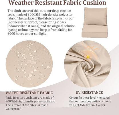 Waterproof Outdoor Chair Cushion Set of 3, Outdoor Cushions - Image 4