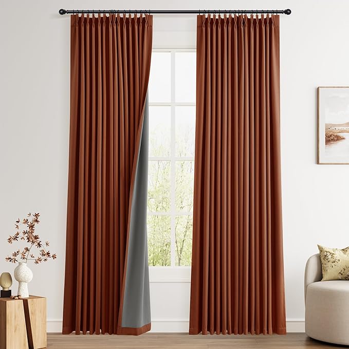 Joywell Pinch Pleated Linen 100% Blackout Curtains 96 Inches Long 2 Panels by Joywell