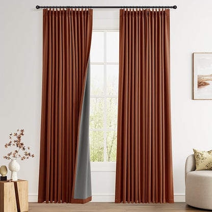 Joywell Pinch Pleated Linen 100% Blackout Curtains 96 Inches Long 2 Panels by Joywell