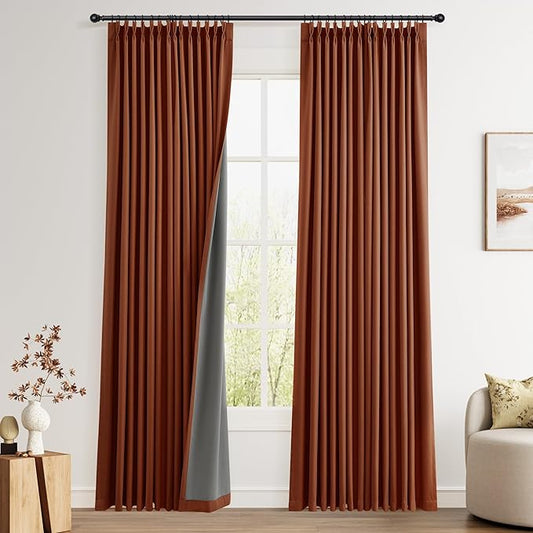 Joywell Pinch Pleated Linen 100% Blackout Curtains 96 Inches Long 2 Panels by Joywell