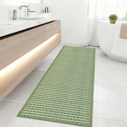 Sage Green Runners for Kitchen 24"x60" Non Slip Braided Long Bathroom Runner by winolive