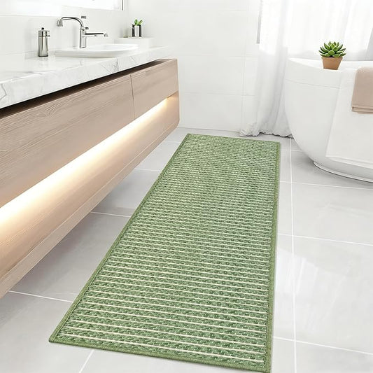 Sage Green Runners for Kitchen 24"x60" Non Slip Braided Long Bathroom Runner by winolive