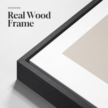 framed neutral 3 piece minimalist canvas wall art, close-up detail
