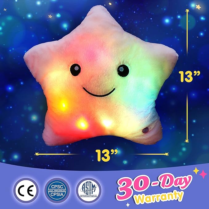 WEWILL 13'' Creative Twinkle Star Glowing LED Night Light Plush Pillows Stuffed - Image 4