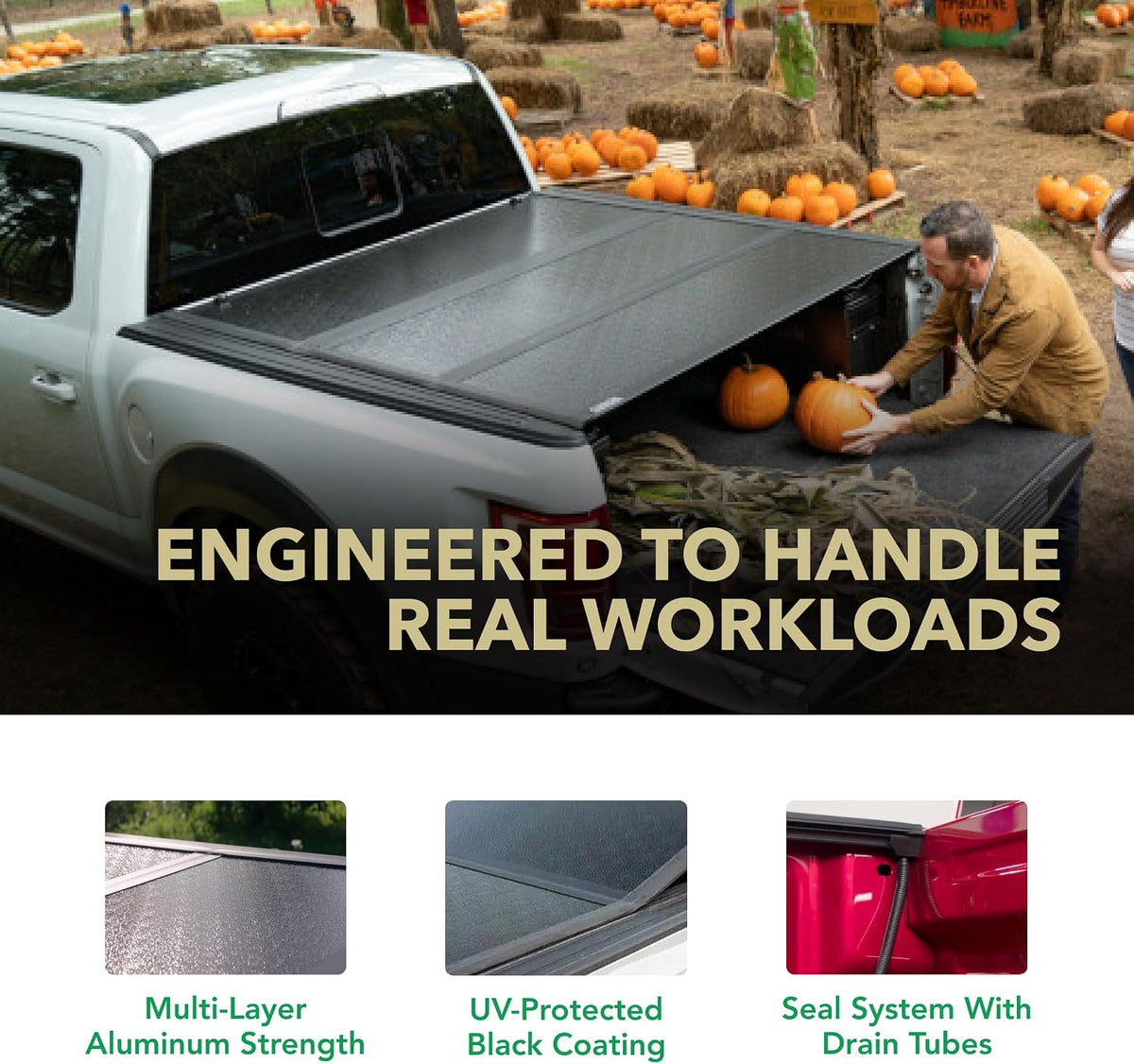 gator efx hard tri-fold truck bed tonneau cover, close-up detail