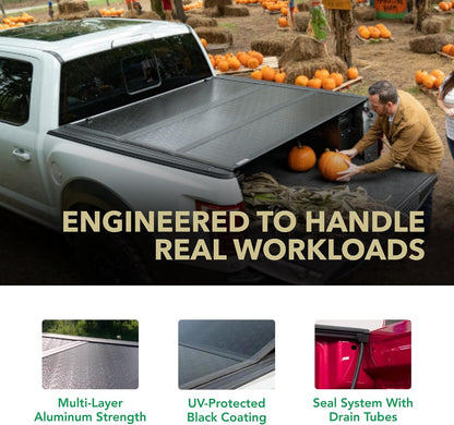 gator efx hard tri-fold truck bed tonneau cover, close-up detail