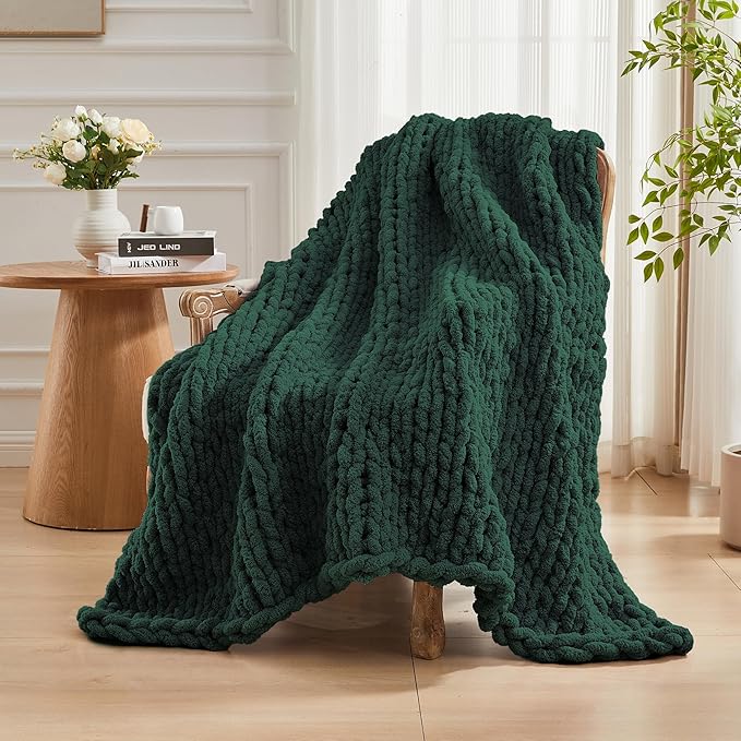 Carriediosa Chunky Knit Throw Blanket 50" X 60", 100% Hand Made Large Chenille - Image 8