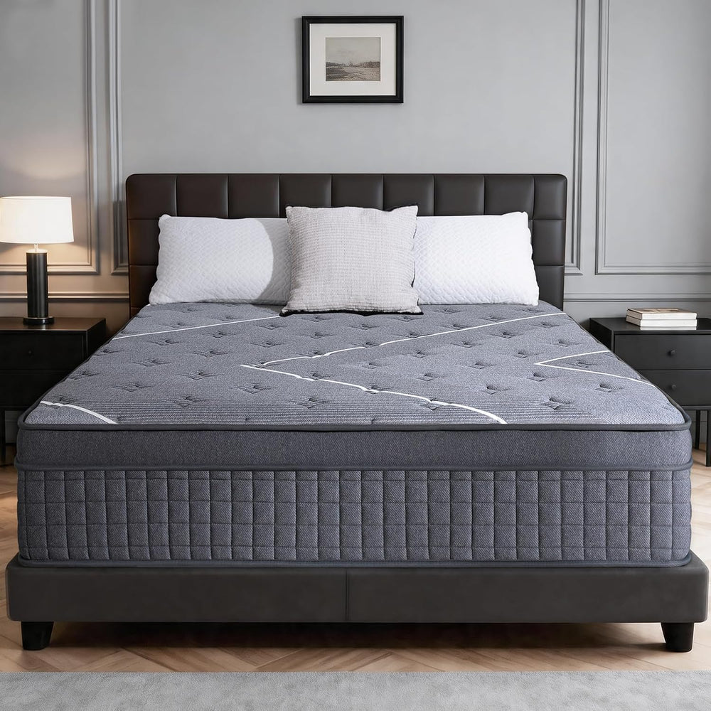 Full Mattress, 8 Inch Gel Memory Foam Hybrid Mattress, Medium Firm