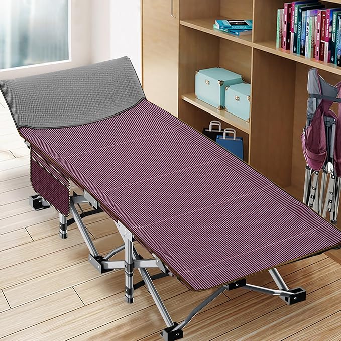 ABORON Camping Cot for Adult 28" Extra Wide, 2PK Heavy-Duty 1200D Oxford Cot - Image 3