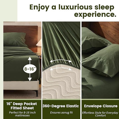 100% Linen Sheets Queen Size, Breathable & Durable 4-Piece Bed Flax Sheet Set - Image 3