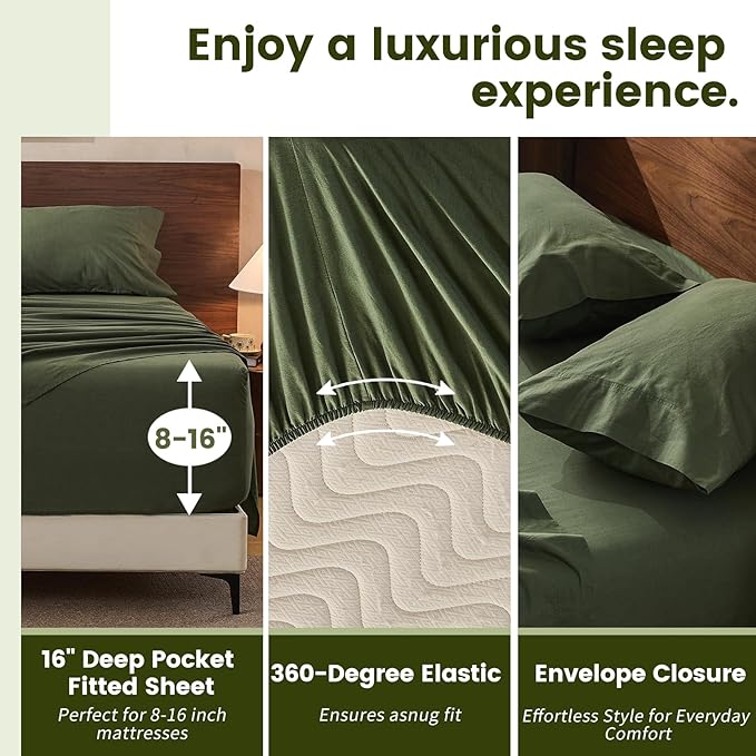 100% Linen Sheets King Size, Breathable & Durable 4-Piece Bed Flax Sheet Set - Image 3