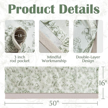 jinchan Linen Valance Curtain for 16 Inch Rustic Farmhouse Country Windows for - Image 6
