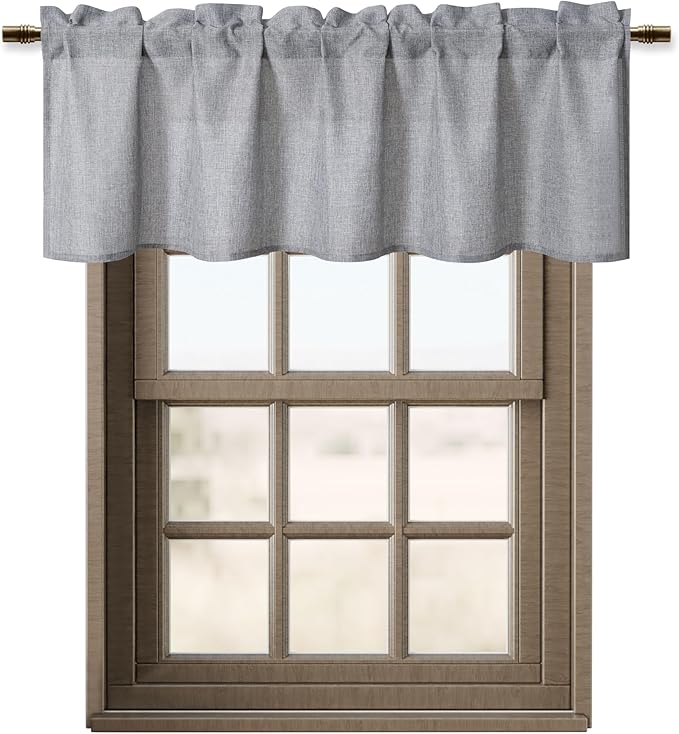 Hiasan Light Grey Valance Curtains Light Filtering Rod Pocket Window Valance - Image 7