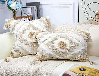 Decorative Farmhouse Throw Pillow Covers 20 x 20, Modern Neutral Couch Pillow - Image 2
