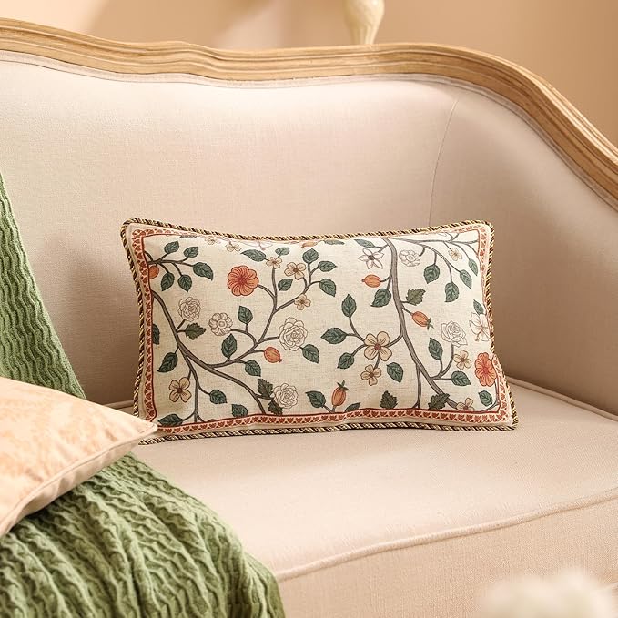 ISAENNE Design Linen Classic Throw Pillow Covers 12"x20", French Farmhouse - Image 4