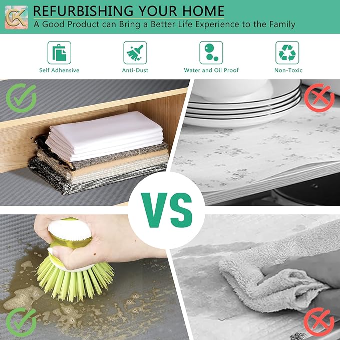 Self-Adhesive Shelf Liner Kitchen Liner, Waterproof Backed Paper Easy Peel and - Image 4