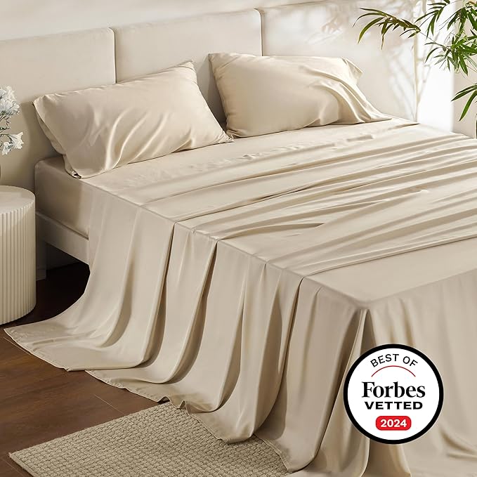 Bedsure Queen Sheet Set, Rayon Derived from Bamboo, Cooling Sheets, Deep Pocket - Image 7