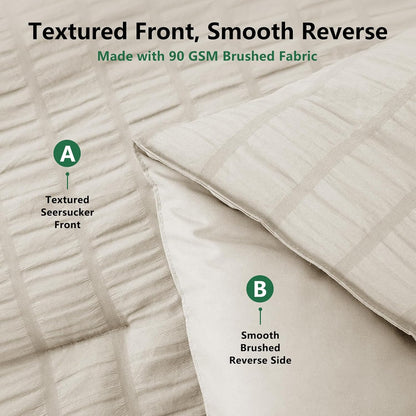 himeet queen comforter set, 7-piece seersucker bed in, close-up detail