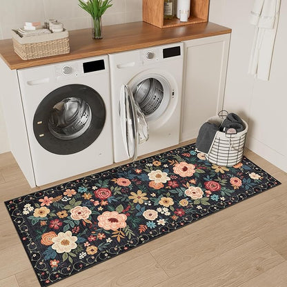 DUKINO 2x5 Runner Rug for Hallway, Washable Kitchen Floral Runner Rug - Image 4