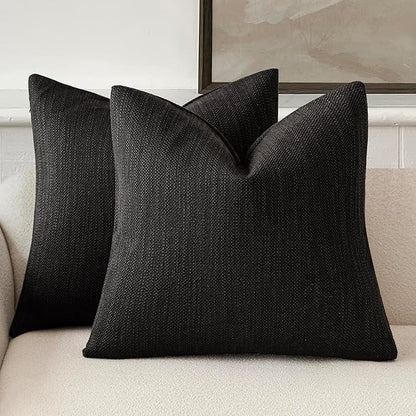 Foindtower Set of 2 Decorative Textured Burlap Linen Throw Pillow Covers by Foindtower