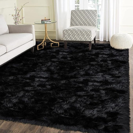 Latepis Area Rug 6x8, Faux Fur Sheepskin Rug by Latepis