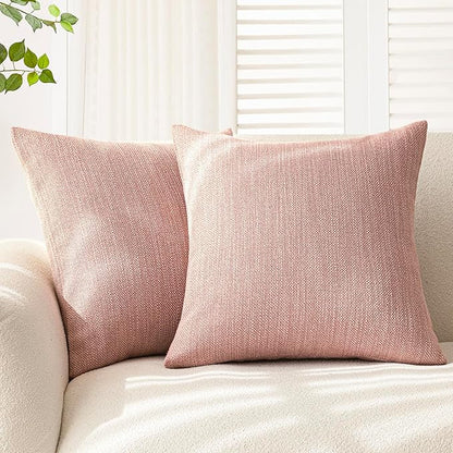 Foindtower Set of 2 Decorative Textured Burlap Linen Throw Pillow Covers by Foindtower