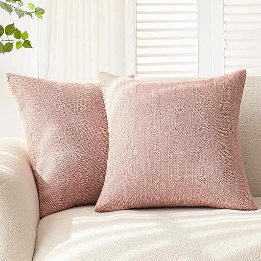 Foindtower Set of 2 Decorative Textured Burlap Linen Throw Pillow Covers by Foindtower