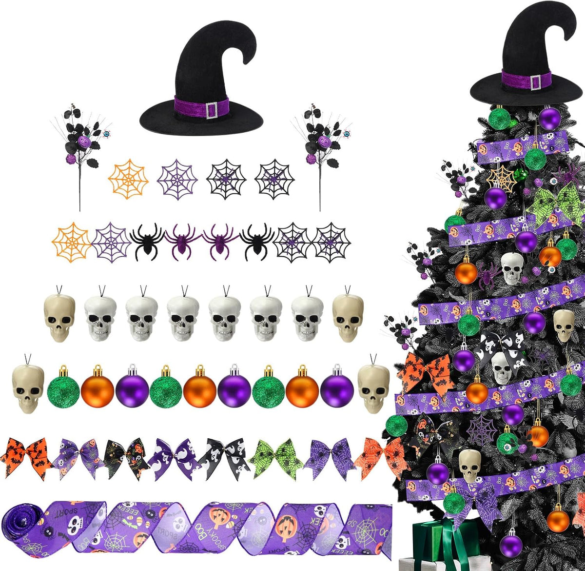 43 Pcs Halloween Tree Ornaments Decorations Tree Topper Hanging Ornaments for Halloween Home Party