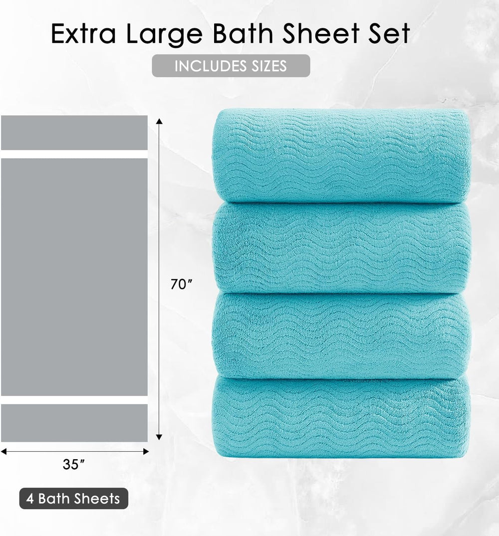 4 Piece Extra Large Bath Towel 35"x70" Oversized Bath Sheet Bath To...