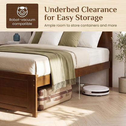 komfott queen size bed frame, farmhouse wooden platform, package contents
