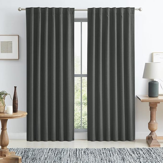 KEQIAOSUOCAI Living Room Full Shade Linen Curtain Panels, High-End Thermal by KEQIAOSUOCAI